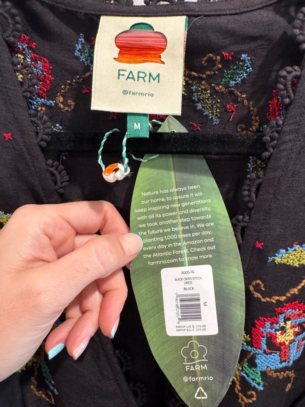 NWT Farm Rio black cross stitch midi dress - Picture 6 of 9